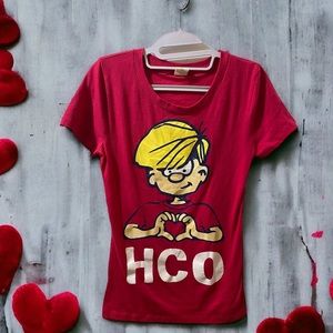 Hollister Vintage Pink Graphic Heart Hands Character T-Shirt Size L